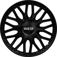 {"int": 3215, "string": null} Sparco Roma Wheel Covers - 14 inch - Black - Set of 4