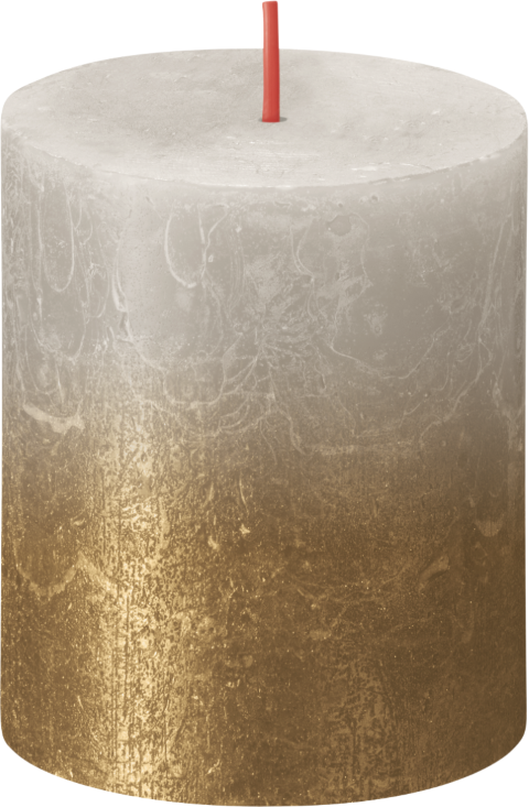 Bolsius Rustiek Fading Metallic Stompkaars 80/68 Sandy Grey Gold - Grijs/Goud