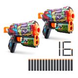 X-Shot Skins Flux, graffiti, schuimrubberen dart-blaster (verpakking van 2, 16 darts)