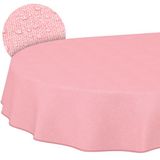 ANRO Tafelkleed Effen linnenlook Roze Ovaal 220x140cm Met sierband Afwasbaar Waterafstotend