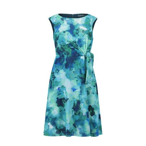 Vera Mont Jurk met All Over Print en Plooi - Groen/Blauw
