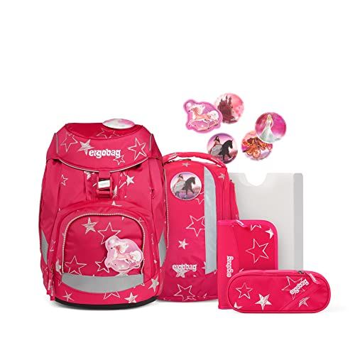 ergobag Pack Set ergonomische schoolrugzak Flexibel 6-delig 1e klas basisschool, Cinbärella - roze, Eén maat, Amerikaans