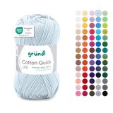 Gründl Wol Cotton Quick uni - dunne wol voor haken - breigaren - haakgaren - glanzend en huidvriendelijk - 100% katoen - 1 kluwen 50 g / 125 m - naalddikte 3-4 - lichtblauw