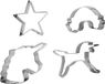 Patisse 13943 - Set van 4 koekjesvormpjes eenhoorn, eenhoornkop, ster, regenboog, roestvrij staal