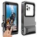 Waterdicht telefoonhoesje, outdoor duiken snorkelen zwemmen surfen cover, onderwater touchscreen behuizing voor iPhone 16 Pro Max Samsung S24 Ultra niet meer dan 6,9 inch (zwart grijs, 4e generatie)