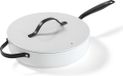 BE Living Hapjespan met Deksel - Ø 28 cm - Keramisch - PFAS Vrij Anti Aanbak - Inductie Pan - Wit - Essential Series