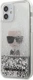 Karl Lagerfeld Ikonik Liquid Glitter hoesje voor iPhone 12 mini zilver
