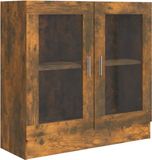 vidaXL Vitrinekast - 82,5x30,5x80 cm - Bewerkt Hout - Gerookt Eikenkleurig