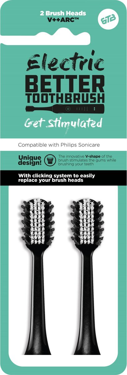 Better Toothbrush Brush Head Philips compatible 2-pack - Premium - Black