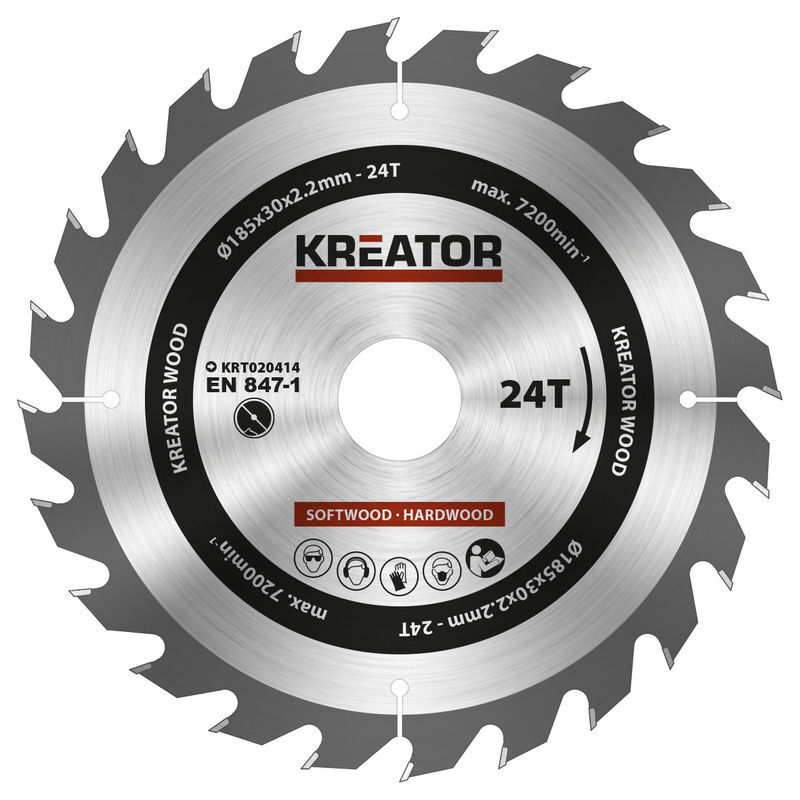 Kreator krt020414 zaagblad hout 185mm24t