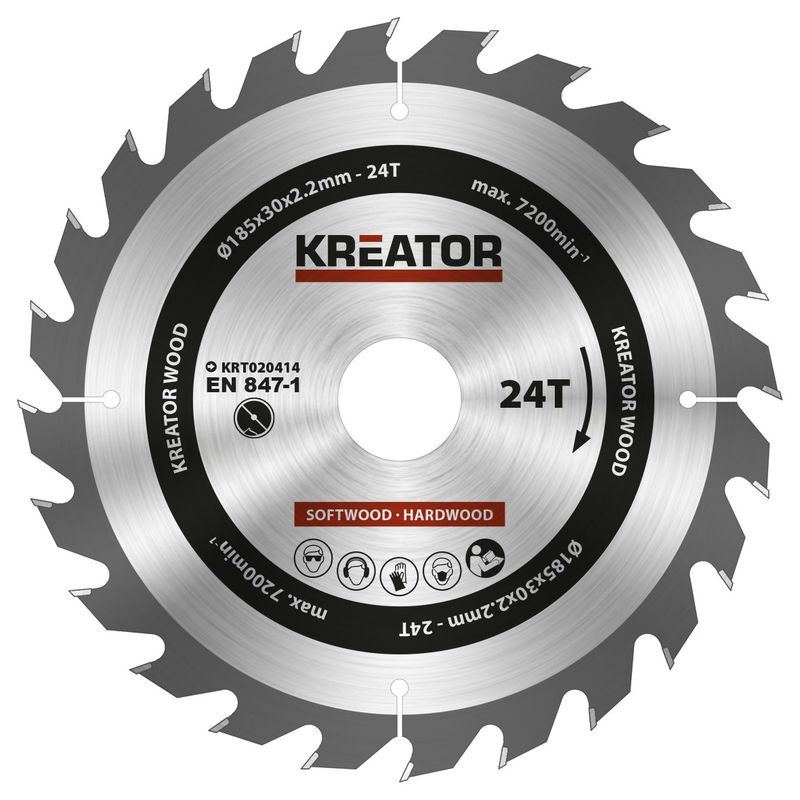 Kreator KRT020414 Zaagblad Hout 185mm 24T