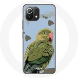 Maniacase Etui voor Xiaomi Mi 11 Lite Parkieten Vogels groen
