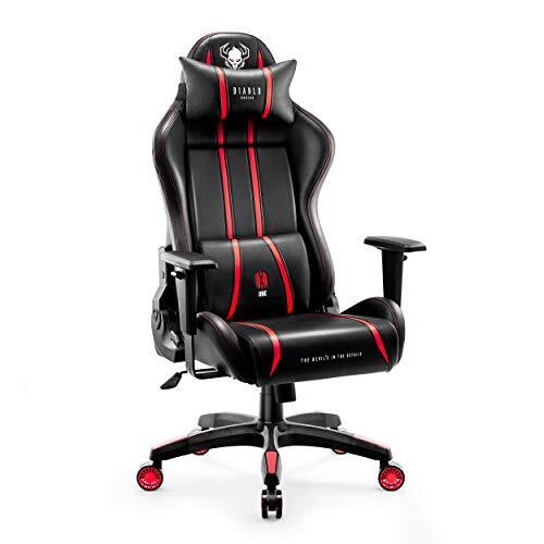 Diablo X-One 2.0 Gaming Stoel Gamestoel Bureaustoel Verstelbare Armleuningen Ergonomisch Ontwerp Nek- / Lendenkussen (XL, Rood)