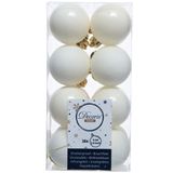Decoris kleine kerstballen - 16x st - wol wit - 4 cm - kunststof - kerstversiering
