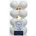 Decoris kleine kerstballen - 16x st - wol wit - 4 cm - kunststof - kerstversiering