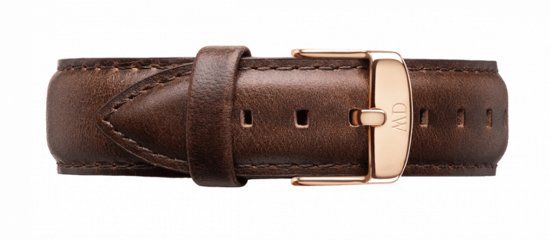 Daniel Wellington Leren Strap Bristol 0309DW - Horlogeband - 20mm - Donkerbruin