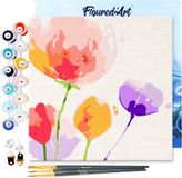 Figured'Art Mini Schilderen op Nummer Volwassenen 20x20cm met lijst Kleurrijke bloemen
