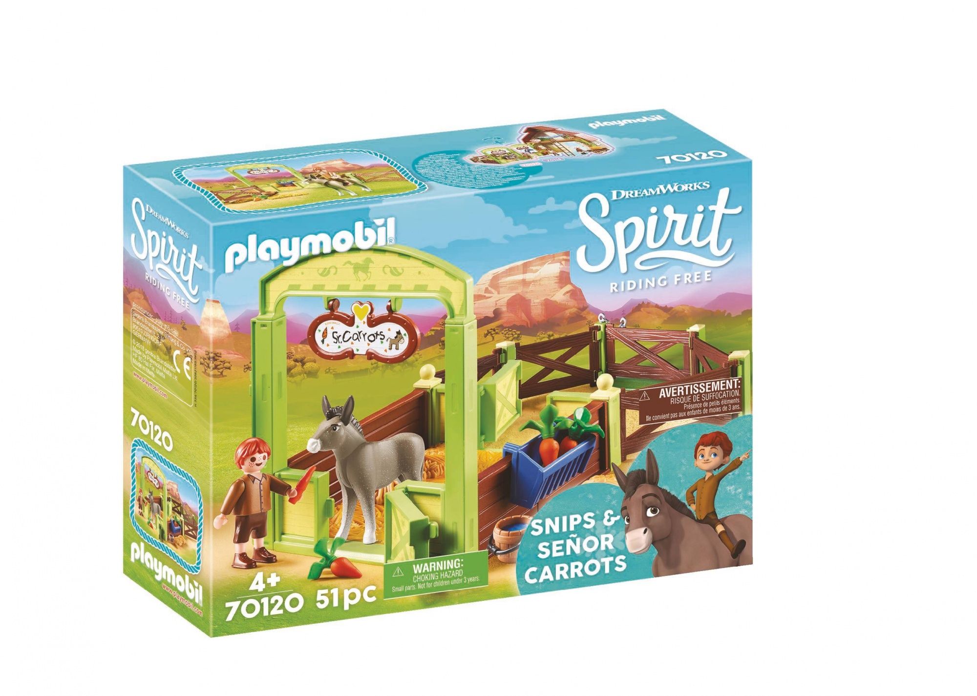 PLAYMOBIL Spirit Knip en Meneer Worteltjes met paardenbox - 70120