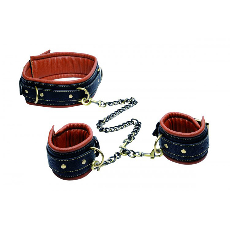 Master Series Coax Leren Halsband Boeien ZwartCognac