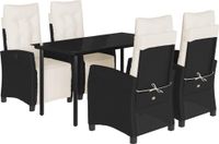 vidaXL 5-delige Tuinset met Kussens, Zwart, Polyrotan