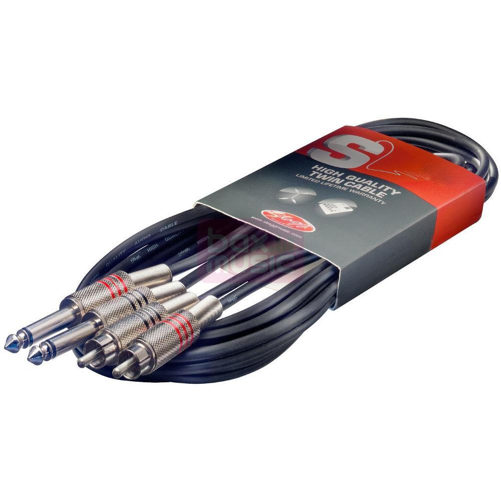 Stagg STC6PCM 2x jack mono naar 2x RCA verloopkabel 6 meter