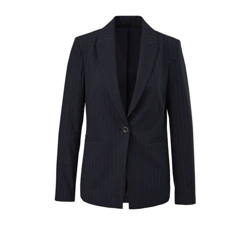 comma Rechtvallende blazer met krijtstreep - donkerblauw