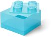 LEGO Opbergbox Brick 4 met Deksel Glitter Light Blue