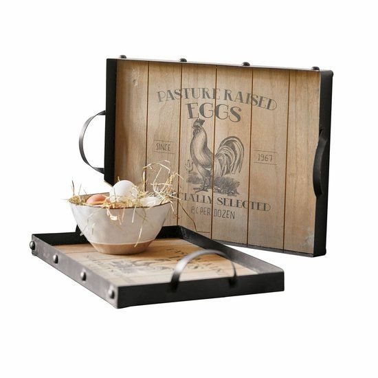 Loberon Dienblad set van 2 Nobles antiekzwart/bruin