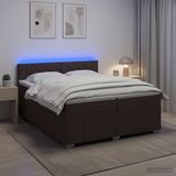 vidaXL Boxspringbed met matras, donkerbruin, 200 x 200 cm, stof