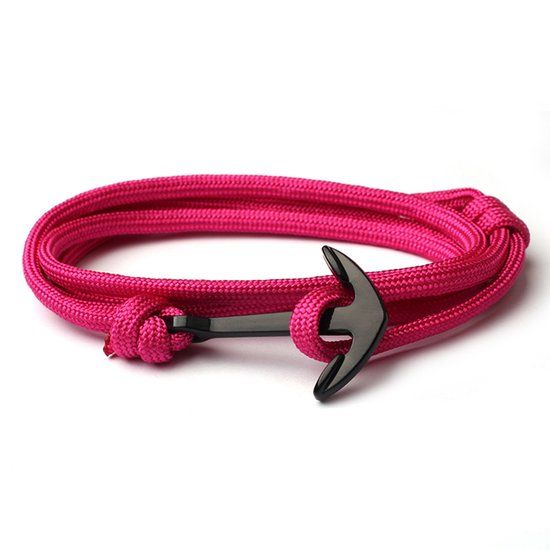 LGT JWLS Anker armband Donkerroze polyester koord