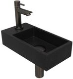 INK - Fonteinpack Quartz Links incl. Fonteinkraan - Design Sifon - Design Plug en Montageset - 360x180x90 Mm - Zwart