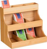 Merkloos thee organizer - 9 vaks - bamboe - 24x27x17,5 cm - verticaal