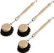 Set van 3 natuurlijke afwasborstels van hout met potborstel