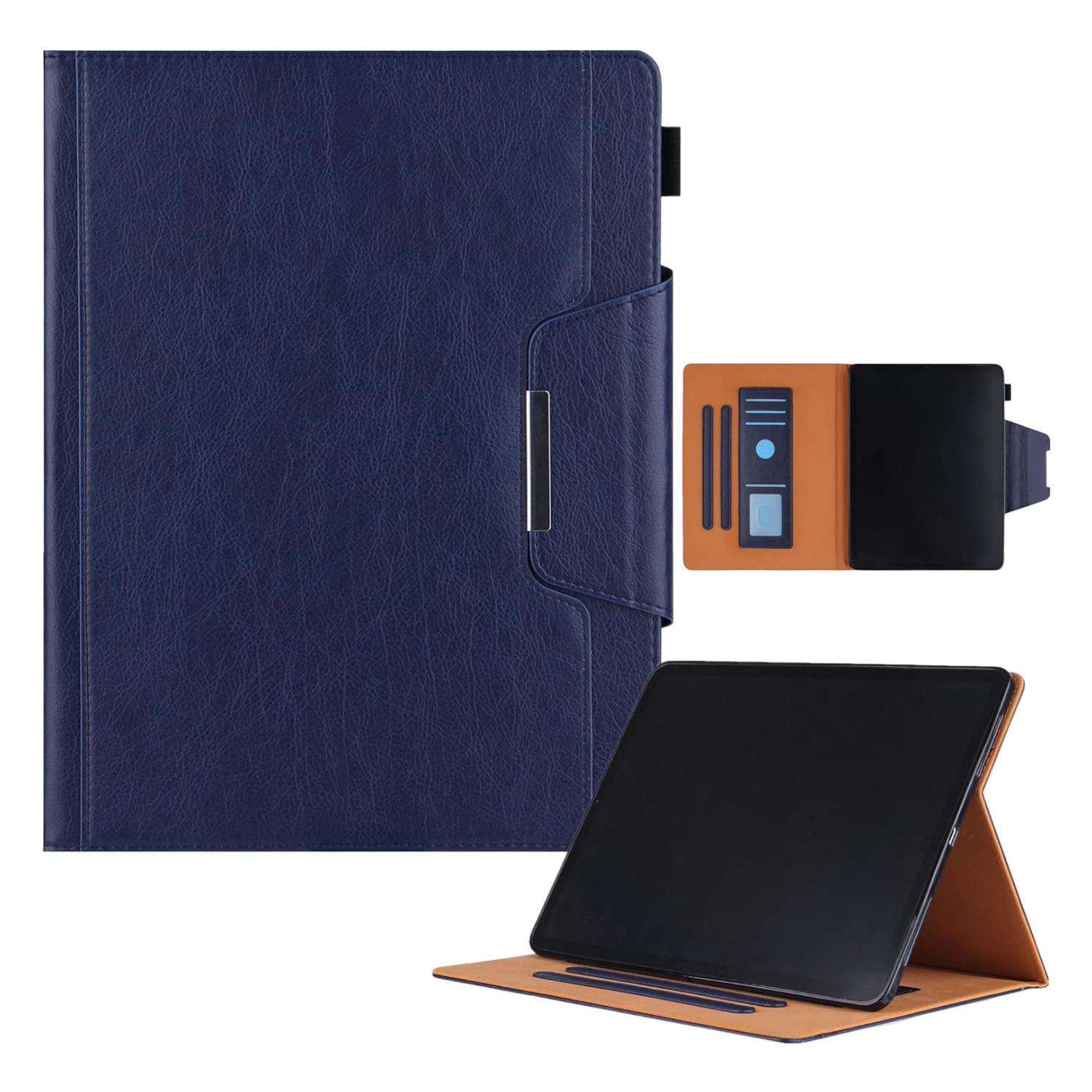 NONE iPad Air 4 10.9 Magnetische Flip Flap lederen Navy-smart cover tablet hoesje