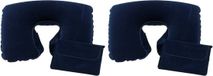 Inspirion Gmbh Coussin de nuque gonflable - 2x - bleu - PVC - 35 x 23 x 9 cm