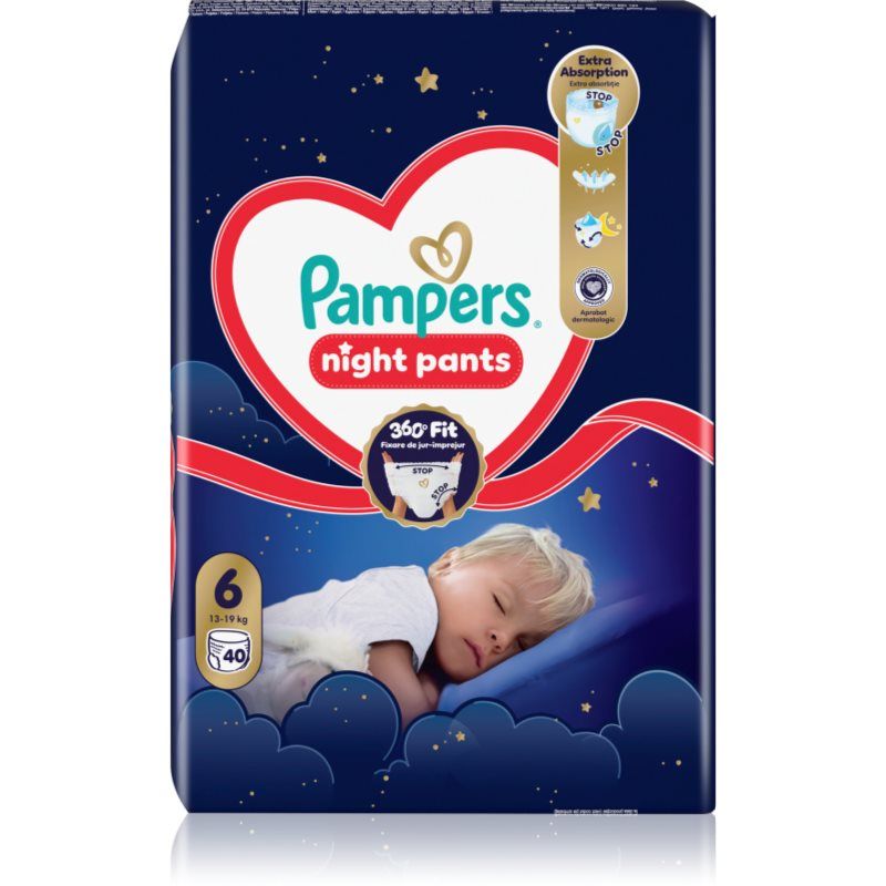 Pampers Pants Night Size 6 40 Pieces Comfortable And Absorbent Nighttime Diapers For Your Baby (Gr. 6, 40 Pcs.)