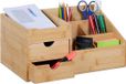 Merkloos Relaxdays Bureau organizer - Bamboe - 2 lades - 7 vakken - 15,5 x 33 x 20,5 cm