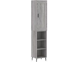 vidaXL Hoge kast - 34,5x34x180 cm - Bewerkt hout - Grijs Sonoma eikenkleurig