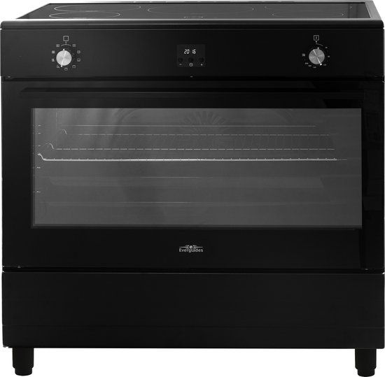 Everglades EVCK9225 - 90CM Induction Range Cooker - Matte Black - 5 Cooking Zones - Turbo Hot Air Oven - 5 Year Warranty
