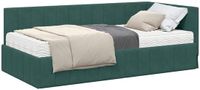 vidaXL Hoekbedframe met Matras en Hoofdeinde, Donkergroen Fluweel, 104x204 cm