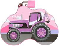 Concorde Spaarpot blik tractor - roze - 14 x 6 x 10 cm - met deksel en slot - geldkistje