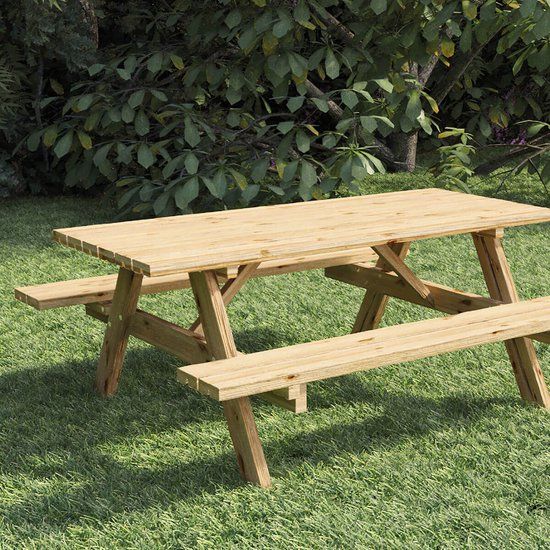 Tuindeco Picknicktafel Basis Bruin Hout 6 Personen Vierkant