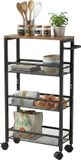 Merkloos / Sans marque Relaxdays Keukentrolley op wieltjes - 77x13x45 cm - metaal - bruin-zwart