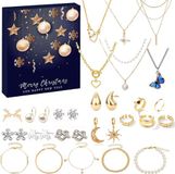 HisKes Yunta B.V. Kerst Advent Sieraden Blind Box Aftelkalender - Juwelen Adventskalender voor Volwassen Vrouwen – 24 Dagen Kerst Countdown met Armbanden Oorbellen Kettingen en Ringen – Verrassingen voor Vrouw Dochter of Vriendin（ Blauwe blinde doos ）