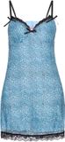 myMo Jurk Blauw Zwart Panterprint Kort Mouwloos Sweetheart Polyester Elastaan S