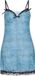 myMo Jurk Blauw Zwart Panterprint Kort Mouwloos Sweetheart Polyester Elastaan S