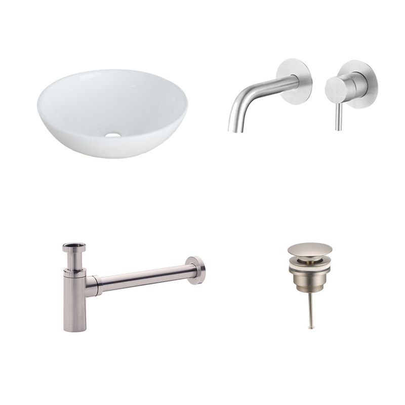 Badkamerplanet Keramische Waskomset Baventura RVS Inbouwkraan 41x41x12 cm