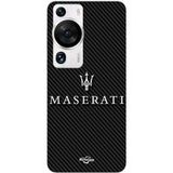 Maniacase Housse de protection Huawei P60 Pro MASERTATI BLANC FOND CARBONNE