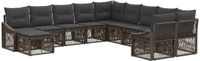 vidaXL Tuinbank - Set - 11 - st - Grijs - poly - rattan