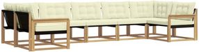 vidaXL - Hoek loungeset - 7 zitplekken - Wit en crème - Acacia hout